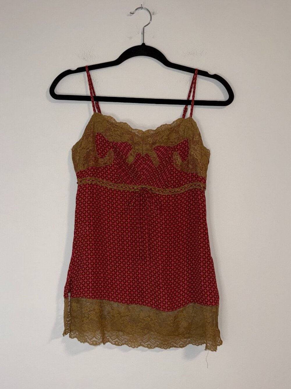 VTG Y2K Express Design Studio Silk Lace Cami Top No Stretch Zip Closure Sz XS